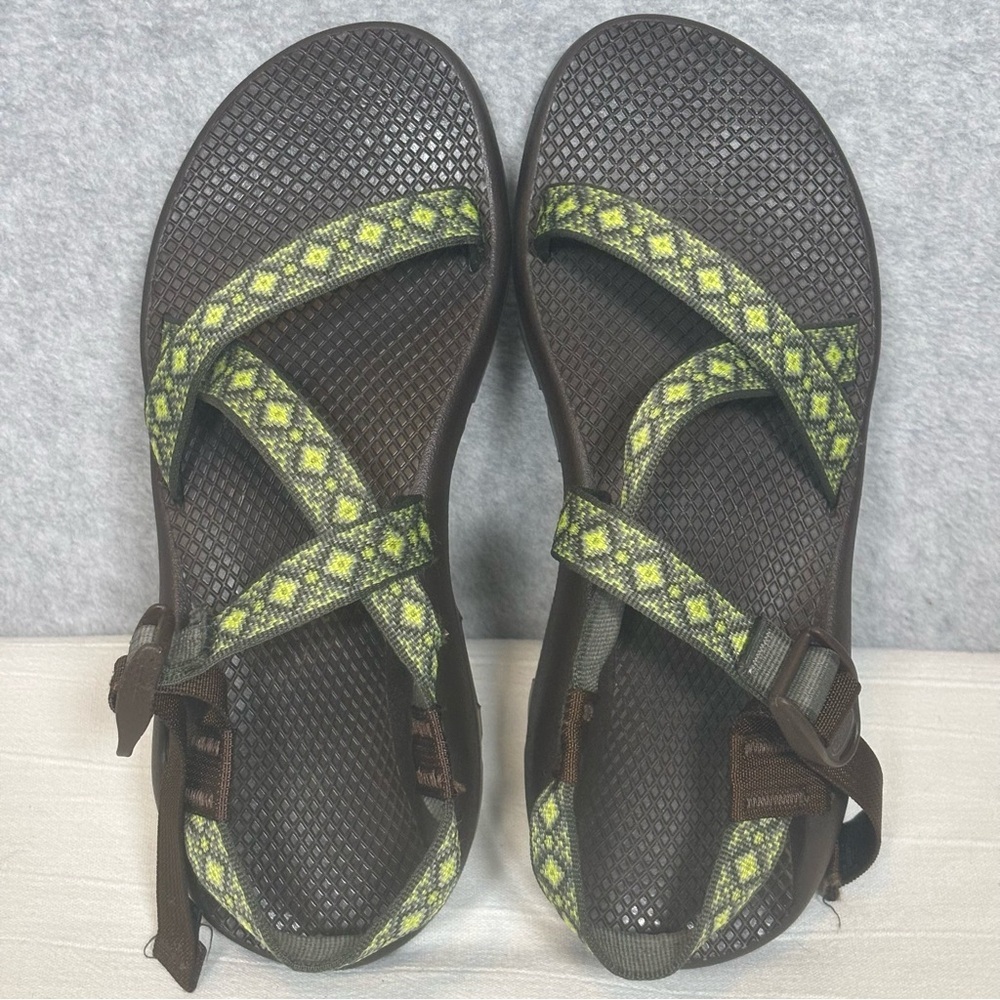 Chaco Z/1 Adjustable Strap Classic Diamond Pattern Sandals-Green-Women Size 10 - Picture 10 of 10